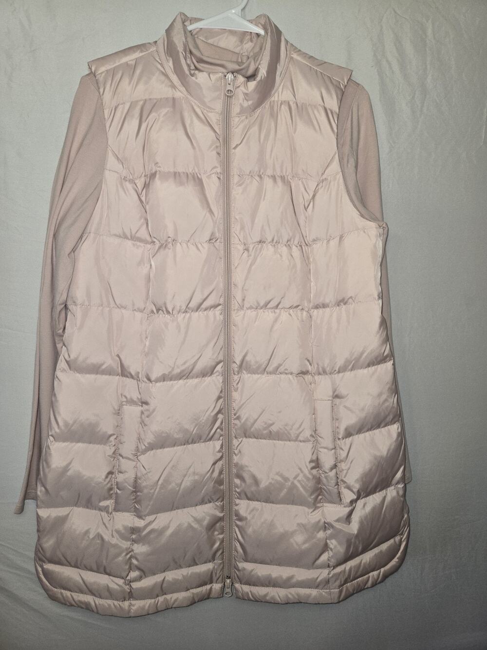 J. Jill Pink Down Puffer Vest w Long-Sleeve Undershirt Included Womens Sz M Tall
